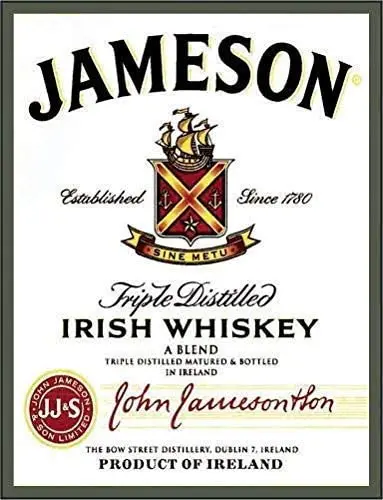Tin Sign Jameson Irish Whiskey 12x8 Inches Metal Funny Novelty Signs Vintage Style Wall Decor Man Cave Bar Pub
Tin Sign Jameson Irish Whiskey 12x8 Inches Metal Funny Novelty Signs Vintage Style Wall Decor Man Cave Bar Pub