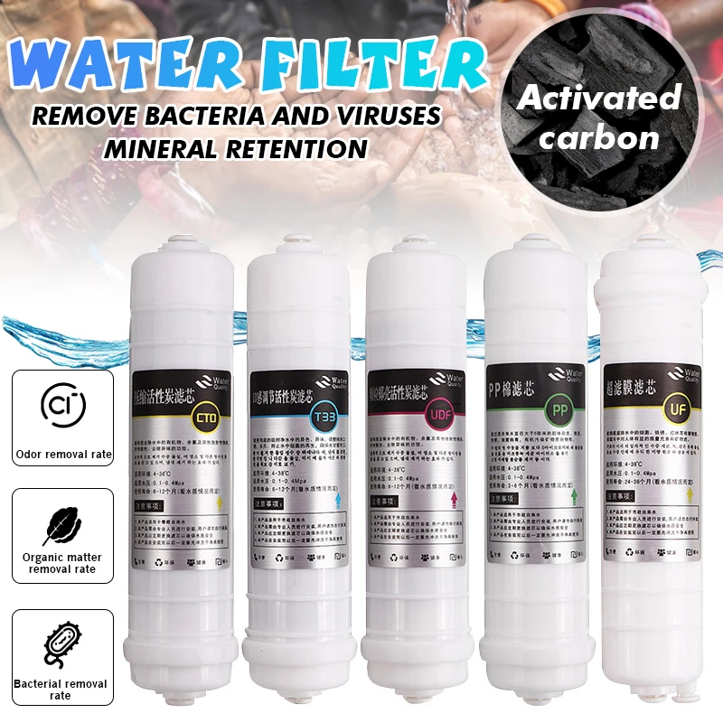 

5 pcs Reverse Osmosis RO Water Filters Replacement Set 10 inch Water Filter Cartridge PP+CTO+UDF+UF+T33 for DIY Water Purifier