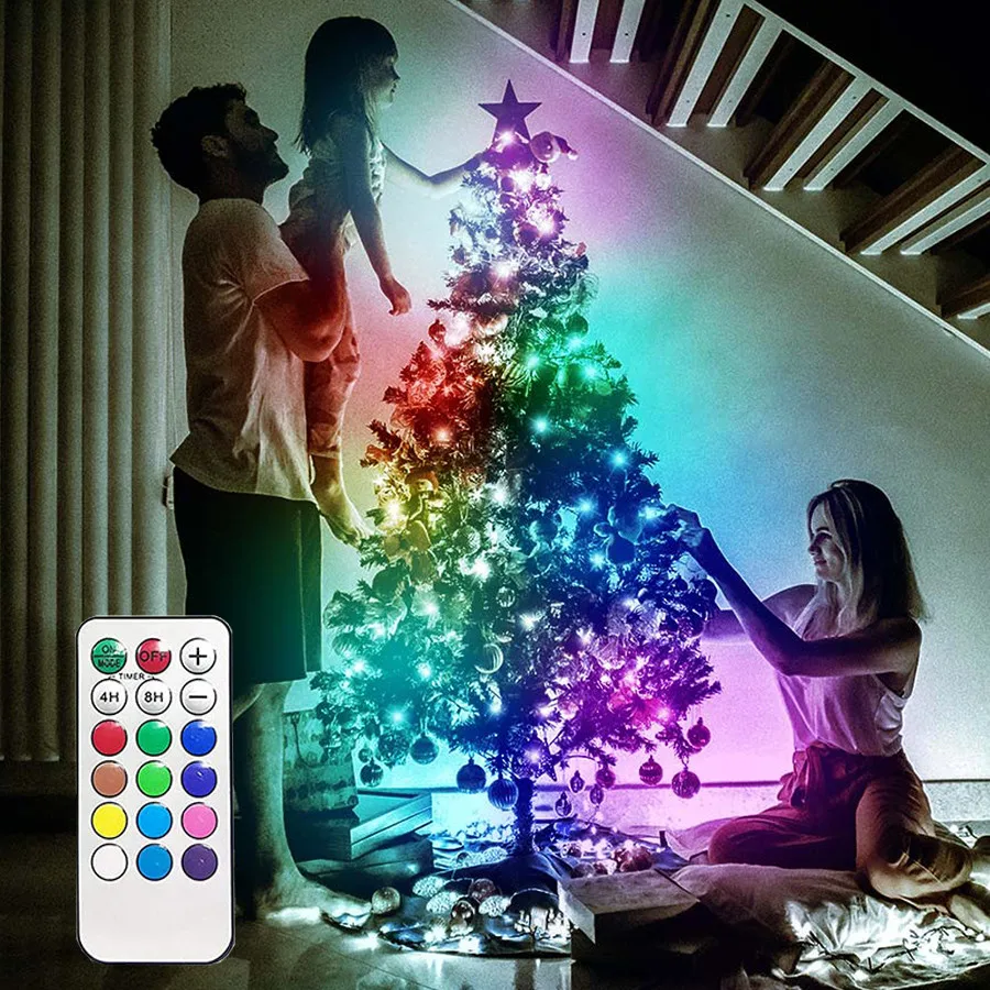 100/200LED Smart RGB Christmas Tree Fairy Light Garland Copper Wire Led String Light With Remote Christmas Wedding Party Holiday
100/200LED Smart RGB Christmas Tree Fairy Light Garland Copper Wire Led String Light With Remote Christmas Wedding Party Holiday