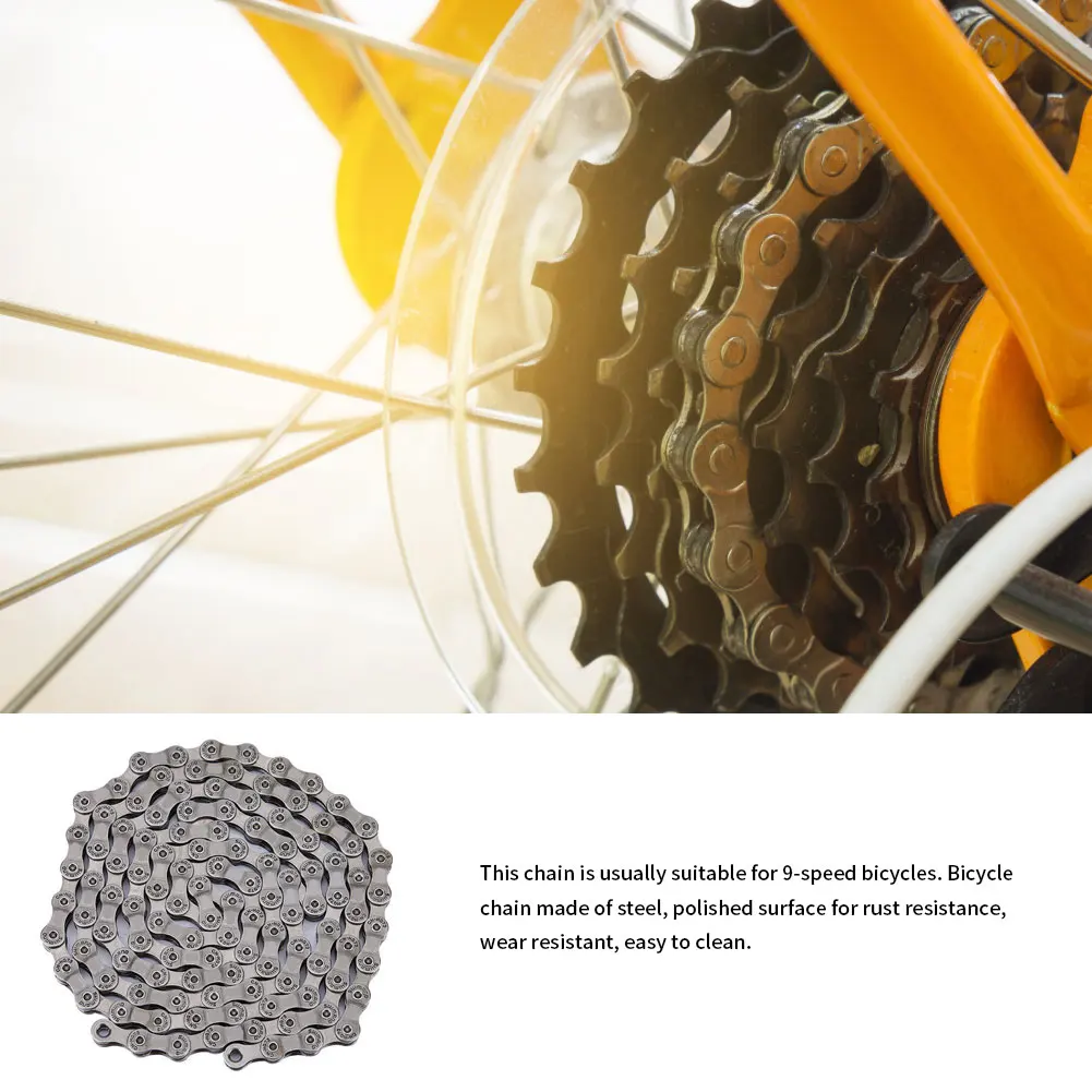 Bicycle Chain Sports 9/27 Speed Velocidade Titanium Plated TI Silver Mountain Road Bike MTB Chains Part 116 Links Accessories
Bicycle Chain Sports 9/27 Speed Velocidade Titanium Plated TI Silver Mountain Road Bike MTB Chains Part 116 Links Accessories