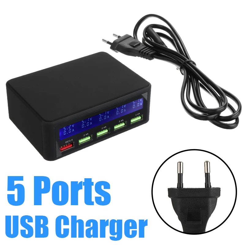 5 Ports USB Charger Hub Smart Quick Charge Charger EU Plug LED Display Multi-port USB Charging Station for Mobile Phone Tablet
5 Ports USB Charger Hub Smart Quick Charge Charger EU Plug LED Display Multi-port USB Charging Station for Mobile Phone Tablet