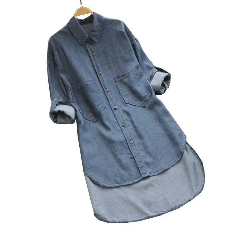 Irregular Women Denim Shirts Dress Big Size Women Clothing Dress with Pocket Button Tops Autumn Casual Denim Dress Women
Irregular Women Denim Shirts Dress Big Size Women Clothing Dress with Pocket Button Tops Autumn Casual Denim Dress Women