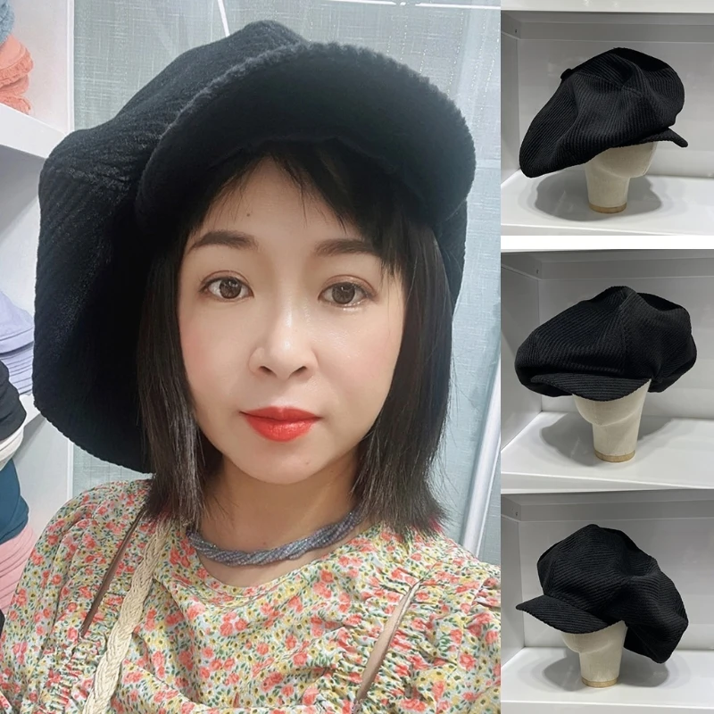 56-58cm Retro Corduroy Beret Vintage Artist Hat Beret Cool Handsome Painter Hat Beret Warm Octagonal Hat Peaked Hat
56-58cm Retro Corduroy Beret Vintage Artist Hat Beret Cool Handsome Painter Hat Beret Warm Octagonal Hat Peaked Hat