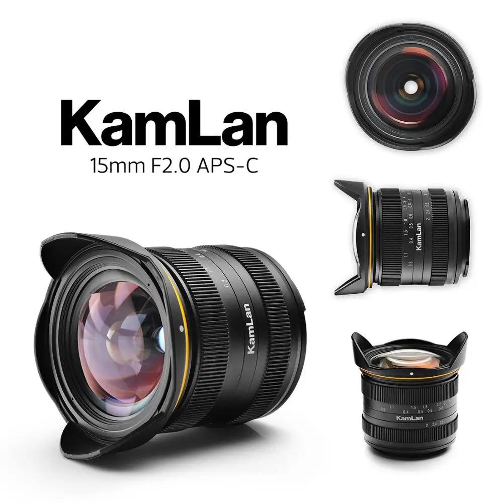 Hot sell Kamlan 15mm F2.0 APS-C Wide-angle fixed focus Manual lens Mirrorless Camera lens for EOS-M NEX Fuji X M4/3
Hot sell Kamlan 15mm F2.0 APS-C Wide-angle fixed focus Manual lens Mirrorless Camera lens for EOS-M NEX Fuji X M4/3