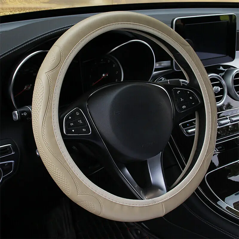 37-38CM Steering Wheel Cover Car Carbon Fiber Leather Beige For Round/D-Shape Accessory Parts
37-38CM Steering Wheel Cover Car Carbon Fiber Leather Beige For Round/D-Shape Accessory Parts