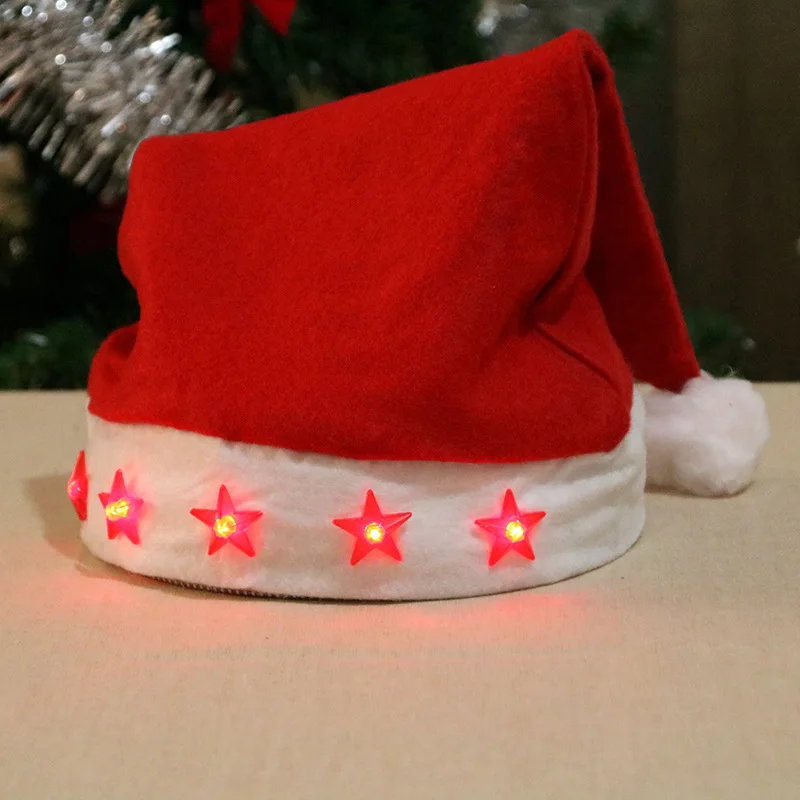 New Year LED Knitted Christmas Santa Hat Beanie Light Up Star Warm Hat for Adults Christmas Decor Non-woven Fabrics Decorations
New Year LED Knitted Christmas Santa Hat Beanie Light Up Star Warm Hat for Adults Christmas Decor Non-woven Fabrics Decorations