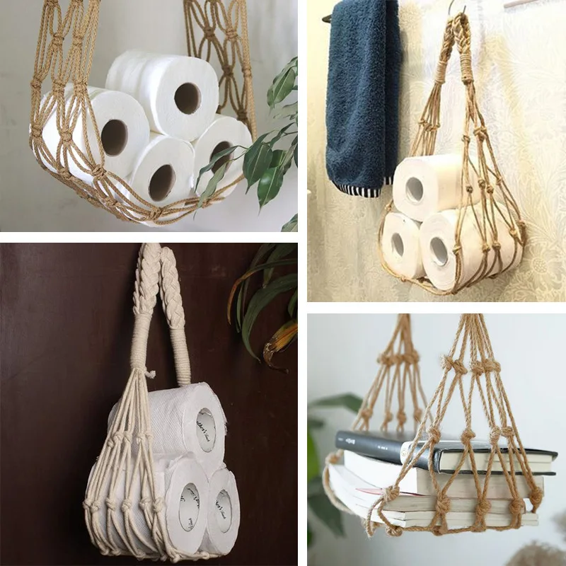 Vintage Weave Toilet Roll Paper Rack Toilet Paper Net Pocket Holder Bathroom Tissue Storage Rack Household Holder Accessories
Vintage Weave Toilet Roll Paper Rack Toilet Paper Net Pocket Holder Bathroom Tissue Storage Rack Household Holder Accessories