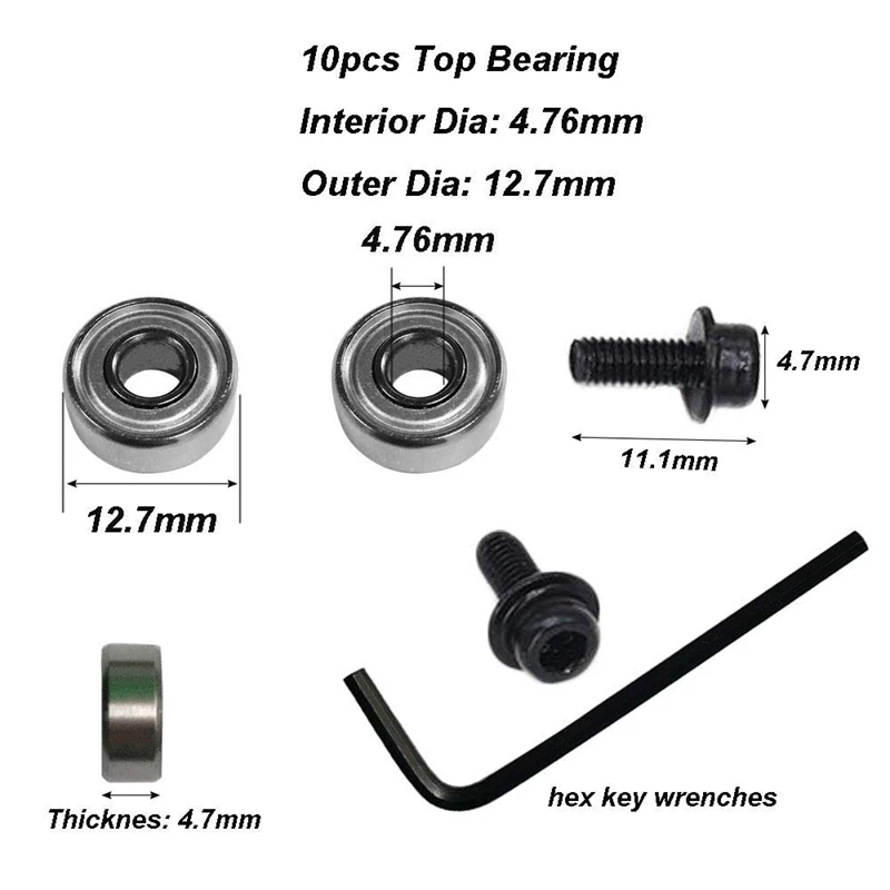 10Pcs Router Bits Top Mounted Ball Bearings Guide for Router Bit Bearing Repairing Replacement Accessory Kit
10Pcs Router Bits Top Mounted Ball Bearings Guide for Router Bit Bearing Repairing Replacement Accessory Kit