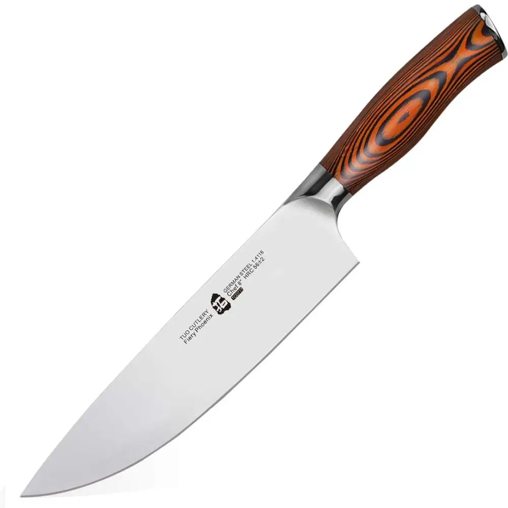 TUO Cutlery Chef Knife - German HC Stainless Steel Multipurpose Kitchen Chefs Knife, Ergonomic Pakkawood Handle - Gift Box - 8"
TUO Cutlery Chef Knife - German HC Stainless Steel Multipurpose Kitchen Chefs Knife, Ergonomic Pakkawood Handle - Gift Box - 8"