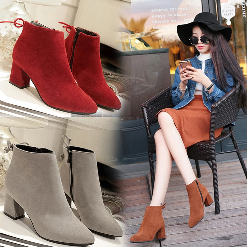 LAKESHI 2019 Hot Women Shoes Suede Warm High Heels Boots Women Ankle Boots Fashion Sexy Ladies Shoes Woman Winter Boots
LAKESHI 2019 Hot Women Shoes Suede Warm High Heels Boots Women Ankle Boots Fashion Sexy Ladies Shoes Woman Winter Boots