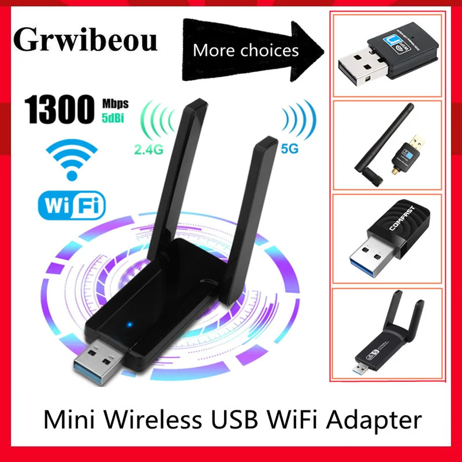 GRWIBEOU Mini Wifi Adapter Wireless USB 1200Mbps 600Mbps Lan USB Ethernet 2.4G 5G Dual Band Wi-fi Network Card 802.11n/g/a/ac
GRWIBEOU Mini Wifi Adapter Wireless USB 1200Mbps 600Mbps Lan USB Ethernet 2.4G 5G Dual Band Wi-fi Network Card 802.11n/g/a/ac