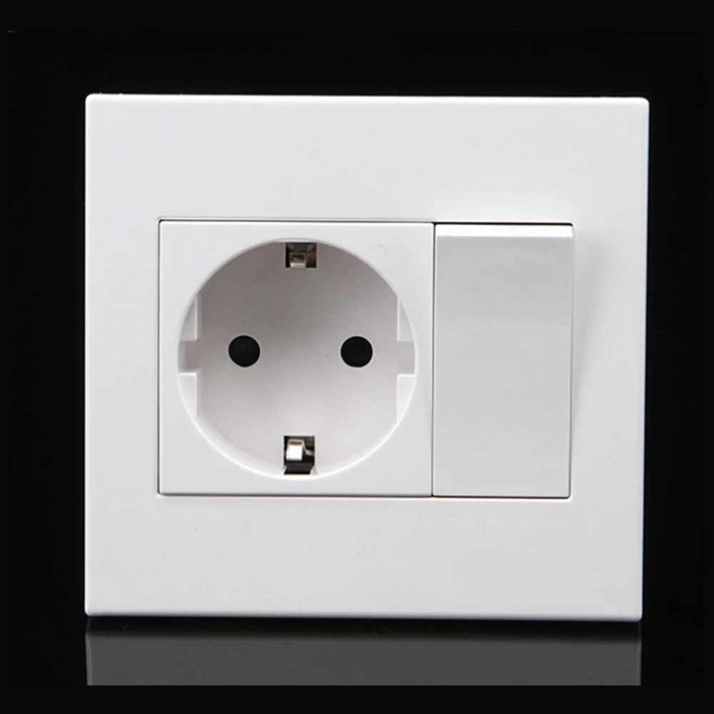 92*86mm PC Panel EU Russia Spain Wall Socket + 16A 1 Gang 1 Way On / Off Rocker Light Switch Flame Retardant PC High Quality 
92*86mm PC Panel EU Russia Spain Wall Socket + 16A 1 Gang 1 Way On / Off Rocker Light Switch Flame Retardant PC High Quality