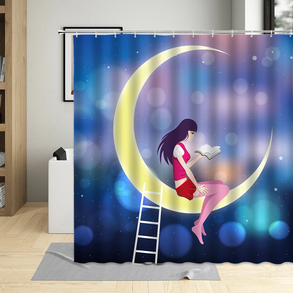 Blue Starry Sky Under Cartoons Boy Girl Illustration Moon Deer Pattern Curtain Home Bathroom With Hook Waterproof Shower Curtain
Blue Starry Sky Under Cartoons Boy Girl Illustration Moon Deer Pattern Curtain Home Bathroom With Hook Waterproof Shower Curtain