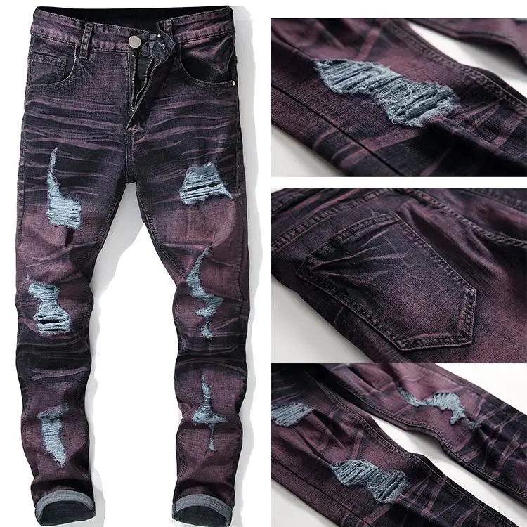 Men's Jeans Denim Men's Pants Biker Moto Jeans Slim Fit Straight Denim Pants Distressed Trousers 
Men's Jeans Denim Men's Pants Biker Moto Jeans Slim Fit Straight Denim Pants Distressed Trousers