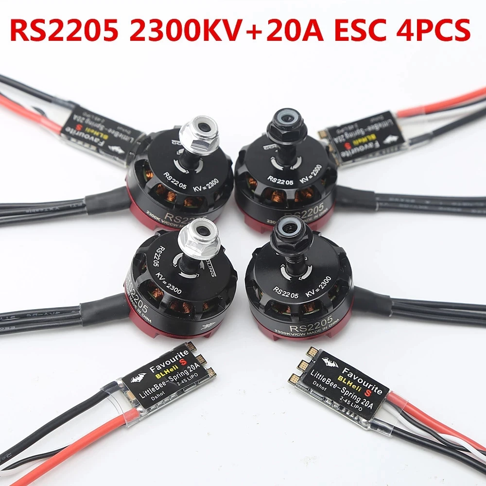 

RS2205 2205 2300KV CW CCW Brushless Motor With LittleBee 20A/30A BLHeli_S ESC for FPV RC QAV250 X210 Racing Drone Multicopter