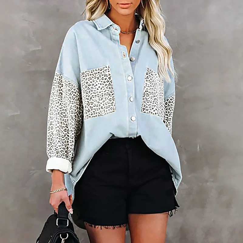 Autumn Leopard Print Pocket Lapel Cardigan Top Women Casual Single Breasted Loose Shirt Lady Spring All-match Long sleeve Blouse
Autumn Leopard Print Pocket Lapel Cardigan Top Women Casual Single Breasted Loose Shirt Lady Spring All-match Long sleeve Blouse
