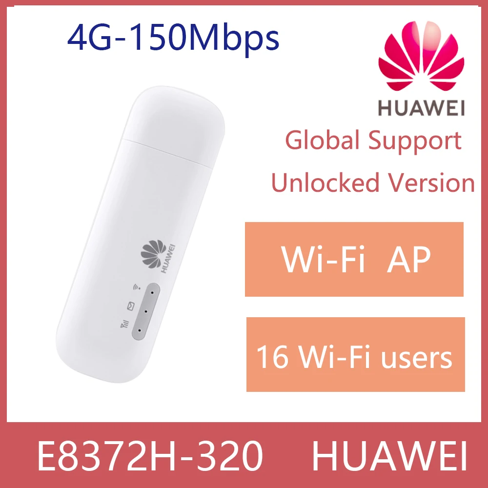 Unlocked HUAWEI E8372h-320 4G LTE USB wifi Modem 150mbps Mobile WIFI Hotspot with SIM card unlimited internet
Unlocked HUAWEI E8372h-320 4G LTE USB wifi Modem 150mbps Mobile WIFI Hotspot with SIM card unlimited internet