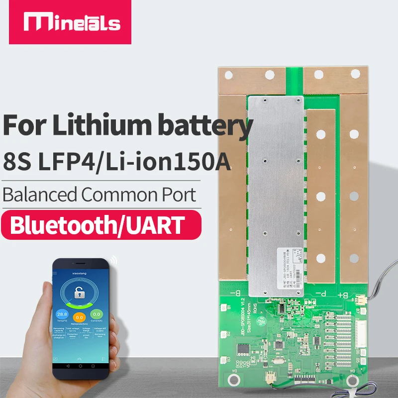 Минералы 8s bms smart A общий порт 24 в железо фосфат литиевая батарея Bluetooth термостат