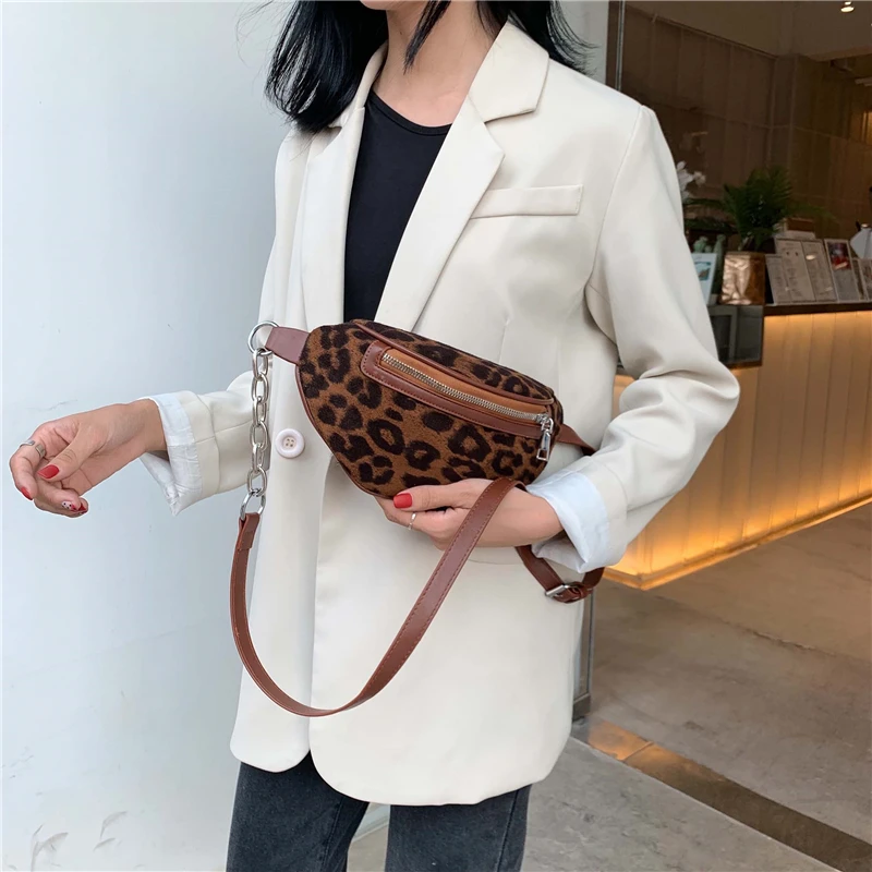 2019 leopard print Bags Waist black Bag Women waist PU Leather Shoulder Crossbody Chest lady HandBag | Багаж и сумки