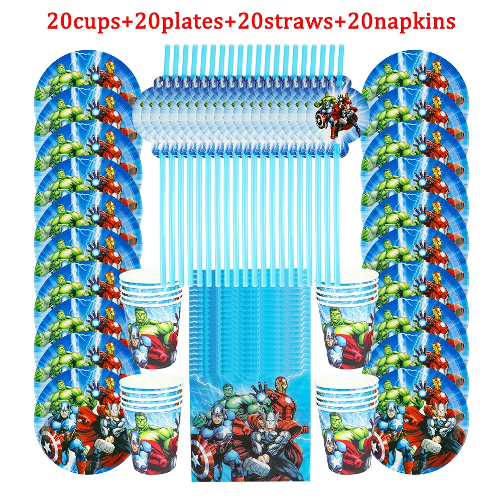 80Pcs Cartoon The Avengers Theme Kids Favor Birthday Party Paper Disposable Cup+Plate+Napkin+Straw Decoration Party Supplies
80Pcs Cartoon The Avengers Theme Kids Favor Birthday Party Paper Disposable Cup+Plate+Napkin+Straw Decoration Party Supplies