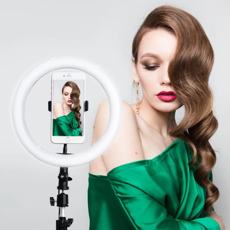 26cm Ring Light with 50cm High Tripod Bracket Dimmable and Flexible Mobile Phone Holder Selfie Desktop LED Fill Light Portable 
26cm Ring Light with 50cm High Tripod Bracket Dimmable and Flexible Mobile Phone Holder Selfie Desktop LED Fill Light Portable