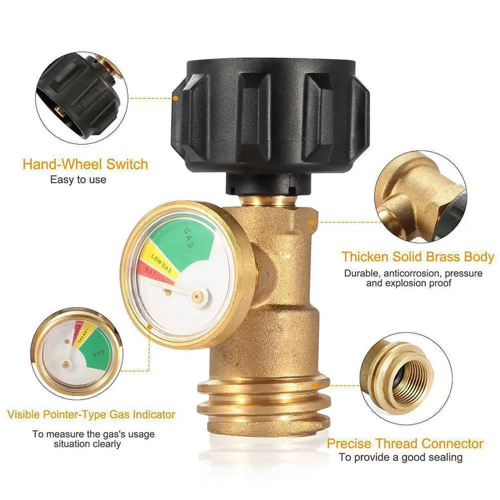 1Pc Propane Valve Liquefied Gas Tank Grill Adapter Pressure Copper Detection Indicator Instrument Gauge Flow Band Gas Brass Q4K8
1Pc Propane Valve Liquefied Gas Tank Grill Adapter Pressure Copper Detection Indicator Instrument Gauge Flow Band Gas Brass Q4K8