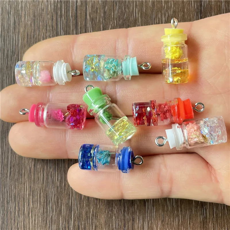 10pcs 14*24mm random mixed batch colorful resin fluorescent flower glass bottle pendant for DIY making bracelet keychain parts
10pcs 14*24mm random mixed batch colorful resin fluorescent flower glass bottle pendant for DIY making bracelet keychain parts