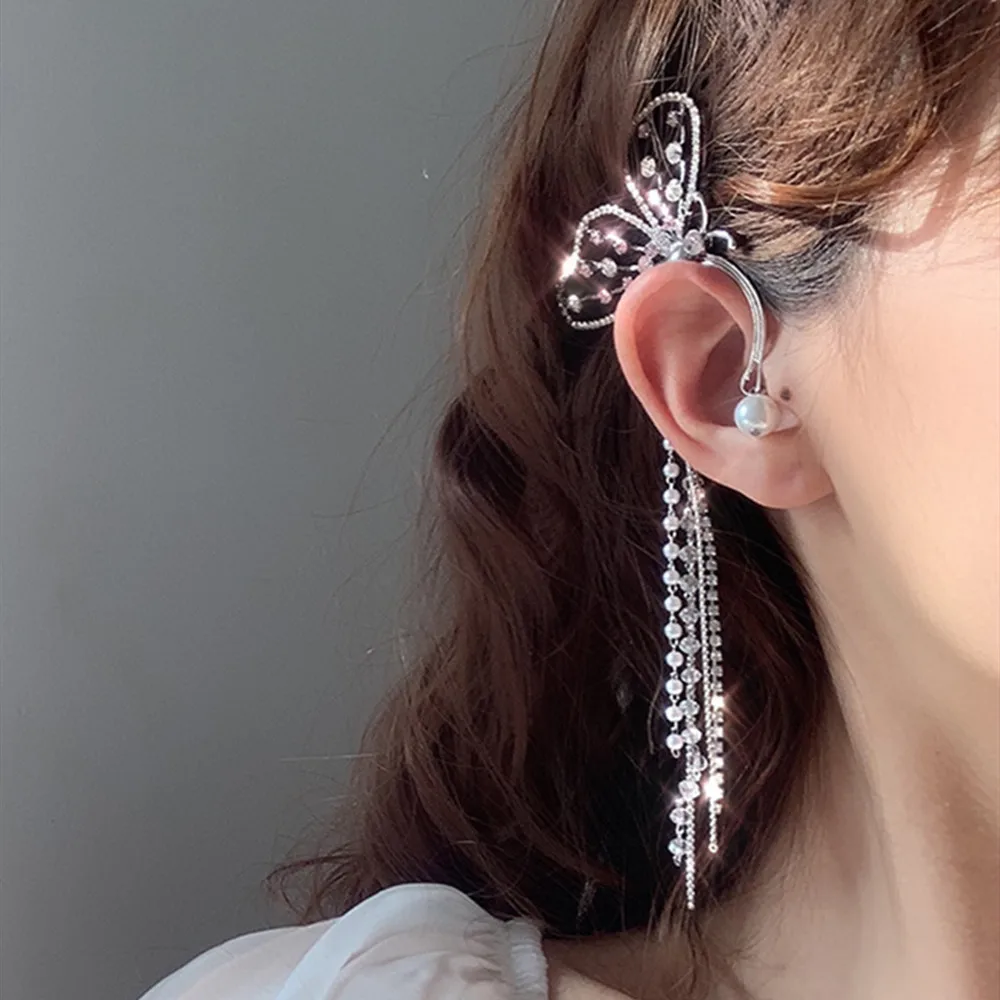 1PC Elegant Rhinestone Pearls Tassel Butterfly Non-pierced Drop Earrings for Women Wedding Luxury Crystal Ear Bone Hook Earrings
1PC Elegant Rhinestone Pearls Tassel Butterfly Non-pierced Drop Earrings for Women Wedding Luxury Crystal Ear Bone Hook Earrings