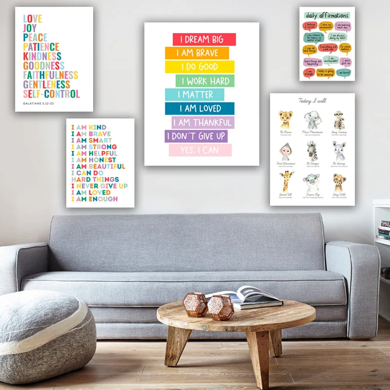 Kids Positive Affirmation Art Prints Mindfulness Poster Self Confidence Quotes Canvas Painting Wall Art Pictures Classroom Decor
Kids Positive Affirmation Art Prints Mindfulness Poster Self Confidence Quotes Canvas Painting Wall Art Pictures Classroom Decor