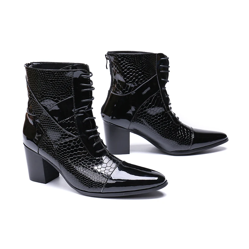 Genuine Leather high heel zip lace-up ankle boots fashion Fish scale oxford pointed toe Martin boots big size 46
Genuine Leather high heel zip lace-up ankle boots fashion Fish scale oxford pointed toe Martin boots big size 46