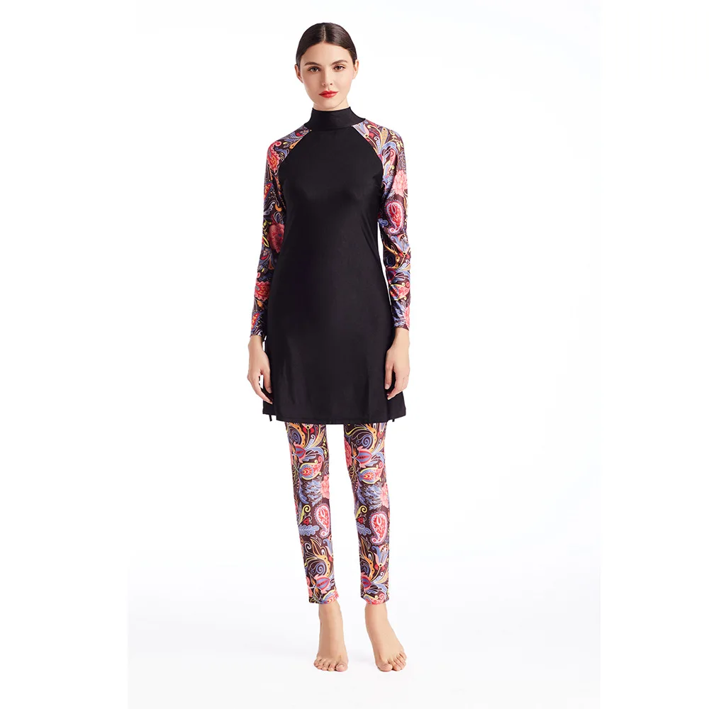 Printed Swimwear European and American Conservative Swimwear Sportswear Three-piece Hooded Hijab Swimwear Islamic Swimsuit 
Printed Swimwear European and American Conservative Swimwear Sportswear Three-piece Hooded Hijab Swimwear Islamic Swimsuit