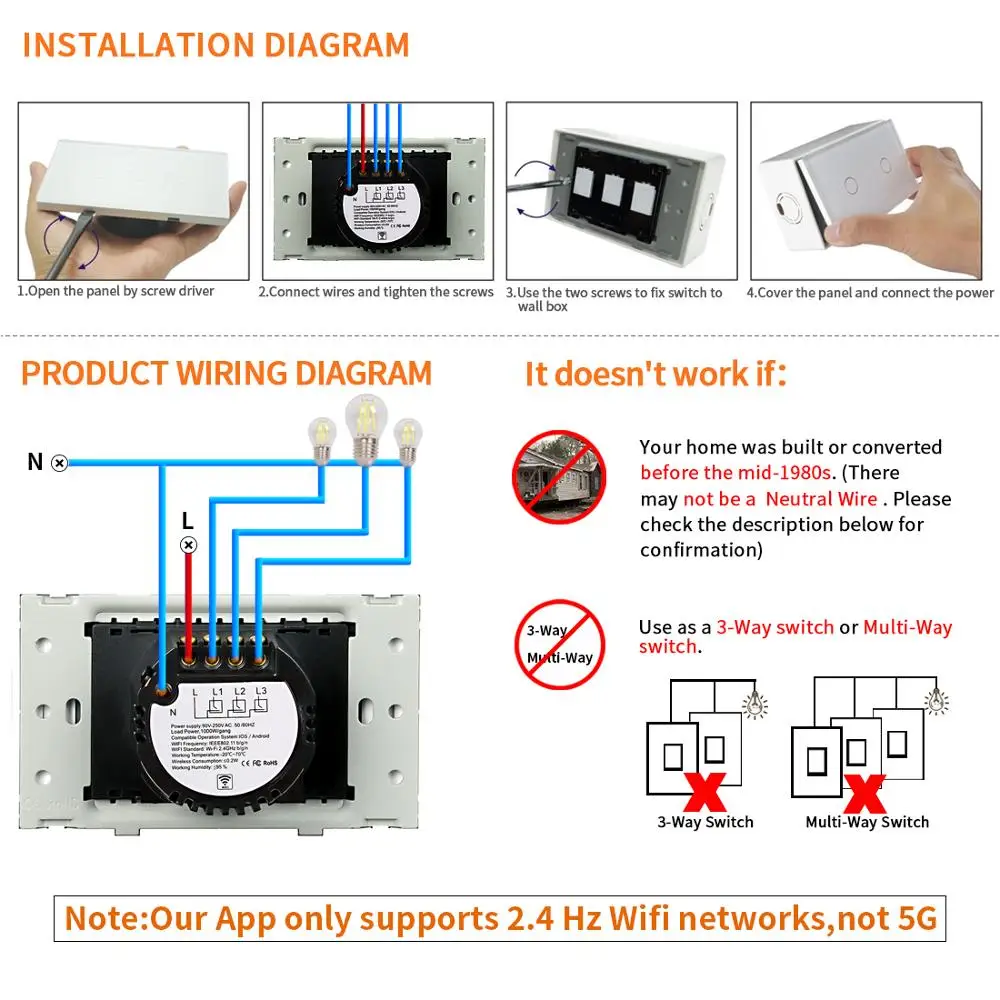 Bingoelec US Standard 3 Gang 1 Way Smart Automation Touch Switch Crystal Glass Panel WIFI Wireless Switch Control By Tuya APP
Bingoelec US Standard 3 Gang 1 Way Smart Automation Touch Switch Crystal Glass Panel WIFI Wireless Switch Control By Tuya APP