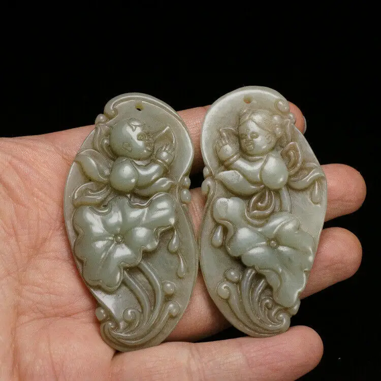 Antique a Pair of Hanging Pendants Collection Old Hetian Jade Virgin Pendants
Antique a Pair of Hanging Pendants Collection Old Hetian Jade Virgin Pendants