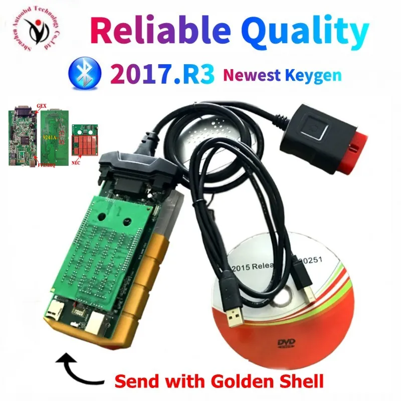 Диагностический сканер VD DS150E CDP золотистый OBD2 Bluetooth 2021. R3 генератор ключей для