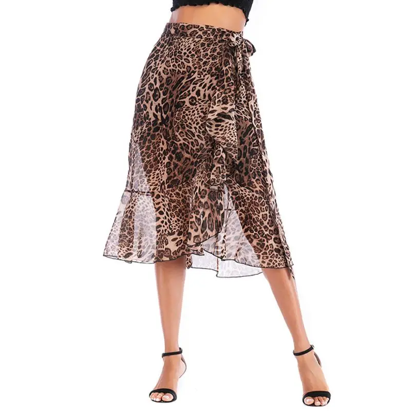Women Summer Chiffon Leopard Self-Tie Asymmetric Ruffles A-Line Beach Midi Skirt Y5GC
Women Summer Chiffon Leopard Self-Tie Asymmetric Ruffles A-Line Beach Midi Skirt Y5GC