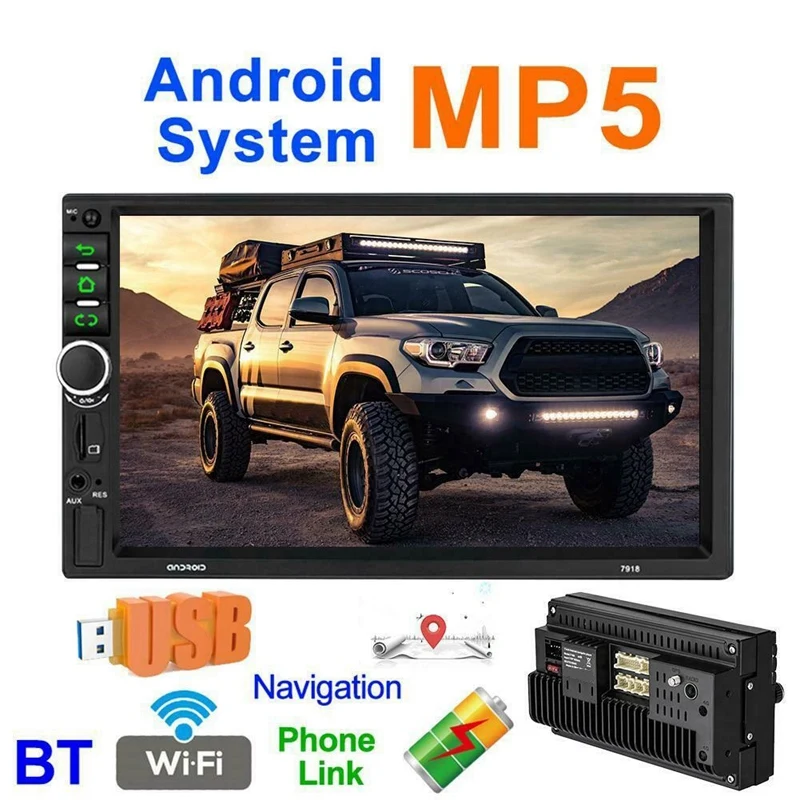 2 Din Android 8,1 автомобильный стерео 7 дюймов GPS Navi MP5 плеер двойной Wi-Fi, 4 ядра BT с Камера, 7918
2 Din Android 8,1 автомобильный стерео 7 дюймов GPS Navi MP5 плеер двойной Wi-Fi, 4 ядра BT с Камера, 7918