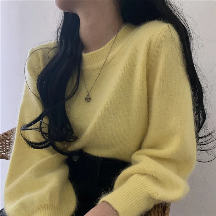 2020 Korean New Sweater tops long sleeve Loose Candy-Colored Pullover Sweater Knitted warm casual female jumpers yellow blue
2020 Korean New Sweater tops long sleeve Loose Candy-Colored Pullover Sweater Knitted warm casual female jumpers yellow blue