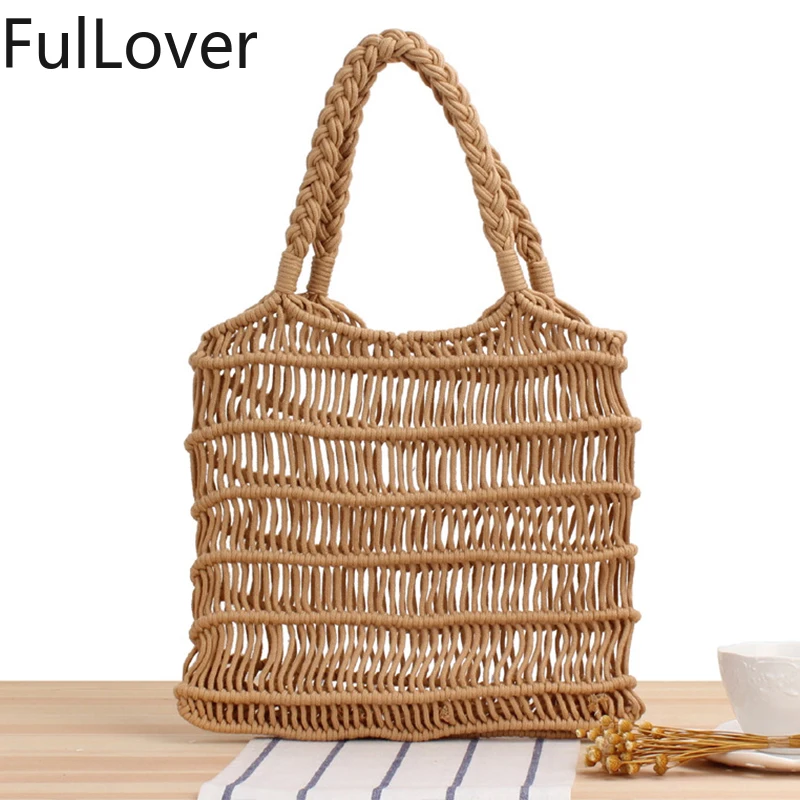 Women Casual Hangbags One-shoulder Portable Cotton Rope Net Bag Hand-Woven Bag Tide Female Forest Straw Woven Bag Beach Bag
Women Casual Hangbags One-shoulder Portable Cotton Rope Net Bag Hand-Woven Bag Tide Female Forest Straw Woven Bag Beach Bag