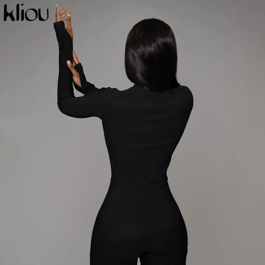Kliou Black/white Sexy Bodycon tracksuit Jumpsuit Women 2020 new fitness Romper Long Sleeve Zipper elastic Bodysuit body mujer 
Kliou Black/white Sexy Bodycon tracksuit Jumpsuit Women 2020 new fitness Romper Long Sleeve Zipper elastic Bodysuit body mujer