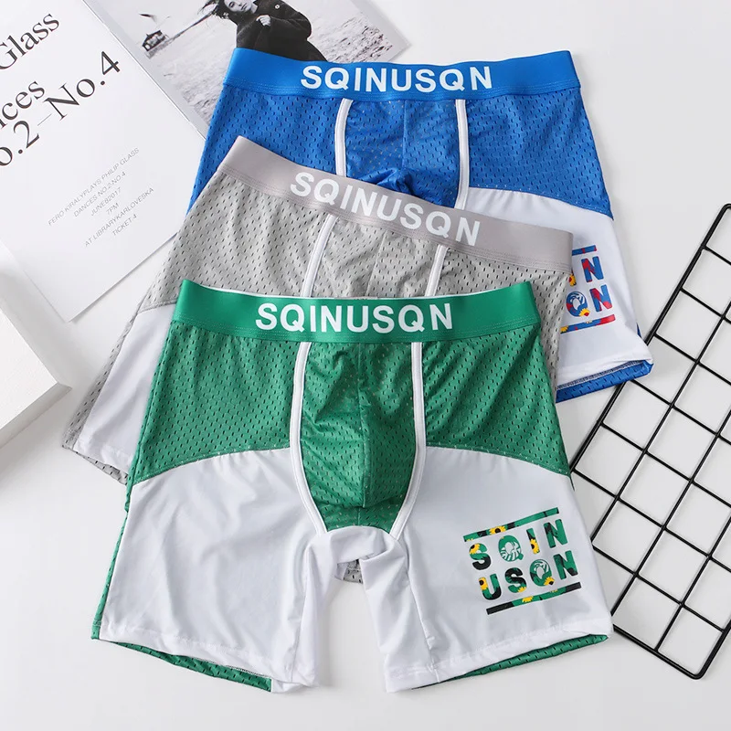 New Fashion Ice Silk Mesh Breathable Lengthened Men's Sports Wear-resistant Beautiful Legs Personality Sexy Boxer Shorts Letters 
New Fashion Ice Silk Mesh Breathable Lengthened Men's Sports Wear-resistant Beautiful Legs Personality Sexy Boxer Shorts Letters