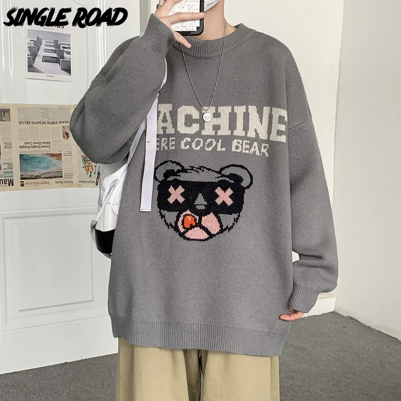 Мужской свитер-оверсайз с принтом, в стиле Харадзюку 
Мужской свитер-оверсайз с принтом, в стиле Харадзюку