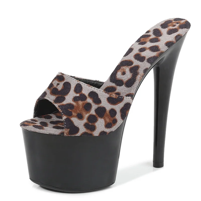 Fashion high 17cm Dance Slippers thin heel super high heel women's shoes drag nightclub show Leopard Print
Fashion high 17cm Dance Slippers thin heel super high heel women's shoes drag nightclub show Leopard Print