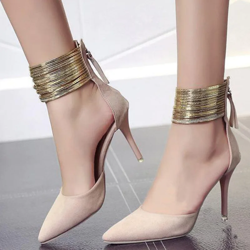 Sexy Pointed Toe High Heel Women Shoes Ankle Strap Zip Metal Decoration Sandals Feminina Spring Large Size Ladies Party Shoes 
Sexy Pointed Toe High Heel Women Shoes Ankle Strap Zip Metal Decoration Sandals Feminina Spring Large Size Ladies Party Shoes