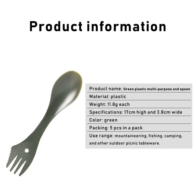 5pcs Multifunctional Outdoor Camping Picnic Titanium Spoon Tableware Titanium Alloy Fork Ultralight One-piece Spork Wholesale
5pcs Multifunctional Outdoor Camping Picnic Titanium Spoon Tableware Titanium Alloy Fork Ultralight One-piece Spork Wholesale