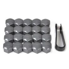 20Pcs 17mm Gray Wheel Center Nut Caps Car Tire Lug Nut Bolt Plastic Covers Decor Styling Protector Accessories For VW Audi Skoda