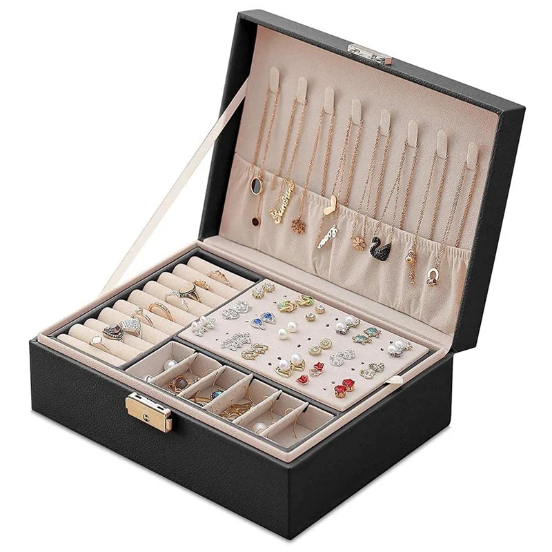 Leather Jewelry Box Snap on Jewelry Box for Women Girls Jewelry Organizer Storage Case with Two Layers Display
Leather Jewelry Box Snap on Jewelry Box for Women Girls Jewelry Organizer Storage Case with Two Layers Display