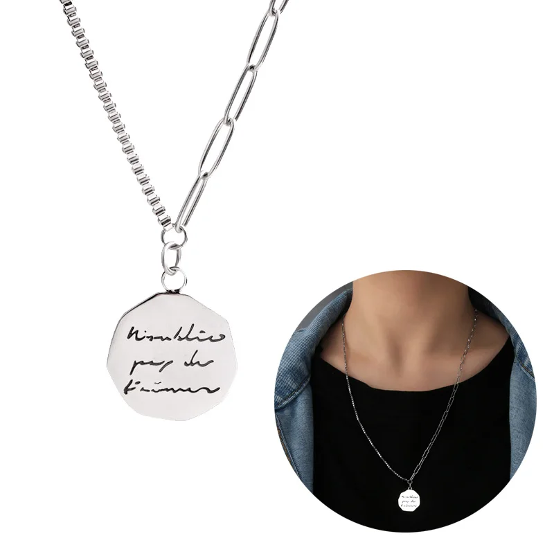 2020 New Fashion Vintage Irregular Disc Letter Pendant Necklace Round Charm Necklace for Women and Men Jewelry Gifts
2020 New Fashion Vintage Irregular Disc Letter Pendant Necklace Round Charm Necklace for Women and Men Jewelry Gifts