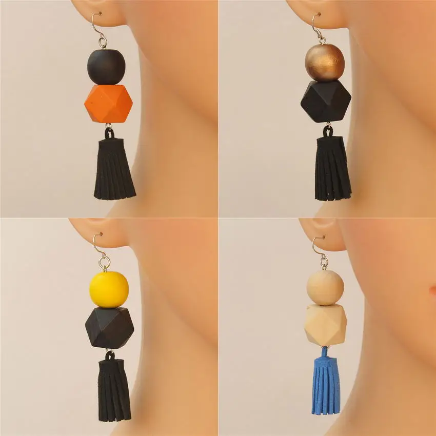 Chunky Velvet Tassel Colored Faceted Wood Beaded Drop Earrings for Women Fashion Summer Mixed Color Wooden Earrings Wholesale
Chunky Velvet Tassel Colored Faceted Wood Beaded Drop Earrings for Women Fashion Summer Mixed Color Wooden Earrings Wholesale