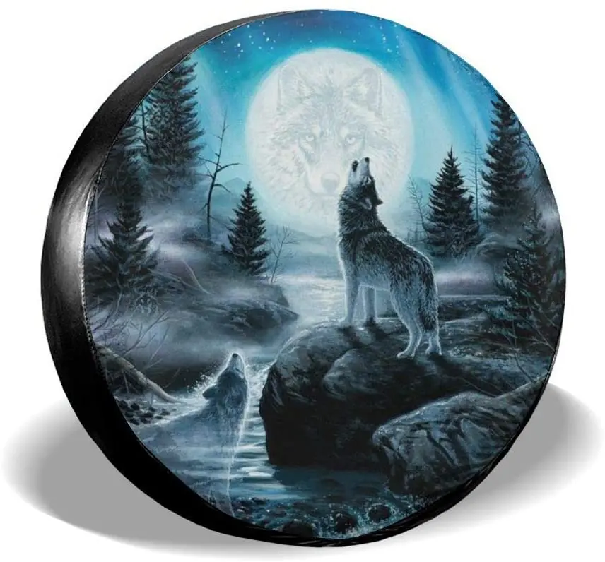 

Foruidea Resentment of The Wolf Spare Tire Cover Waterproof Dust-Proof UV Sun Wheel Tire Cover Fit for Car,Trailer