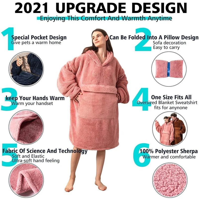 Pillow Hoodies Blanket Women Oversized Hooded Sweatshirt Winter Fleece Hoodies Plush TV Blanket With Sleeves Poleron Mujer
Pillow Hoodies Blanket Women Oversized Hooded Sweatshirt Winter Fleece Hoodies Plush TV Blanket With Sleeves Poleron Mujer